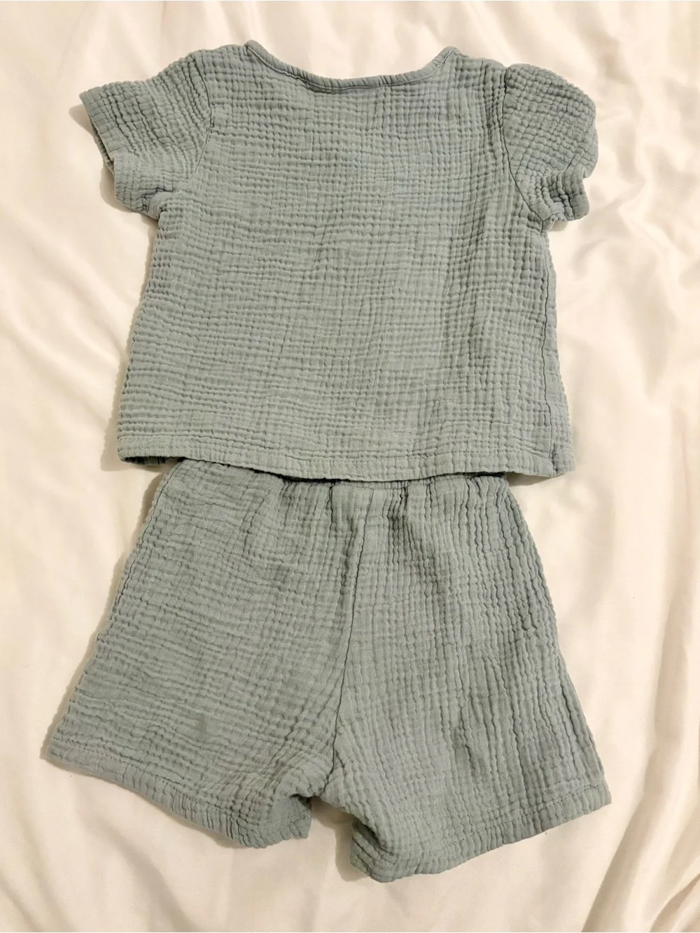 Light green cotton linen Gauze Two-Piece Toddler Set 2T 24 months boy girl